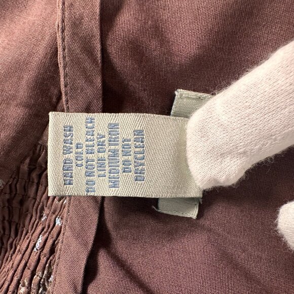 Odille STRAPLESS DRESS 100% Cotton in Mocha Brown with Blue Flowers - Picture 11 of 15